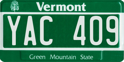 VT license plate YAC409