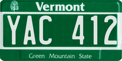 VT license plate YAC412