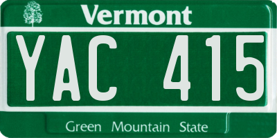 VT license plate YAC415