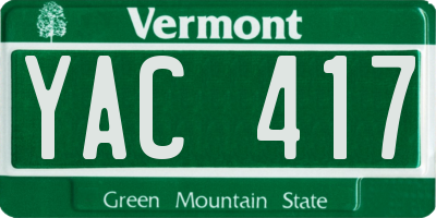 VT license plate YAC417