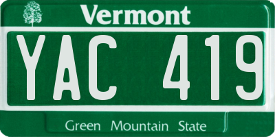 VT license plate YAC419