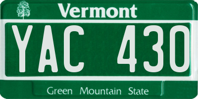 VT license plate YAC430