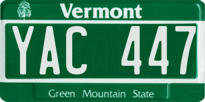 VT license plate YAC447