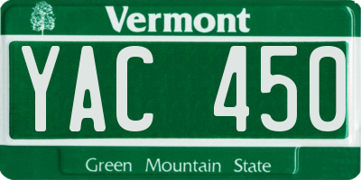 VT license plate YAC450