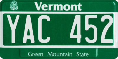 VT license plate YAC452