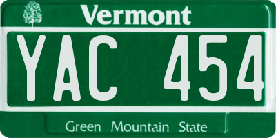 VT license plate YAC454