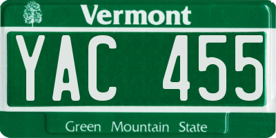 VT license plate YAC455