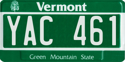 VT license plate YAC461