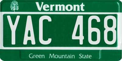 VT license plate YAC468