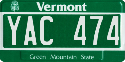 VT license plate YAC474