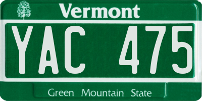 VT license plate YAC475