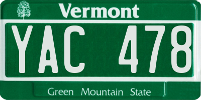VT license plate YAC478