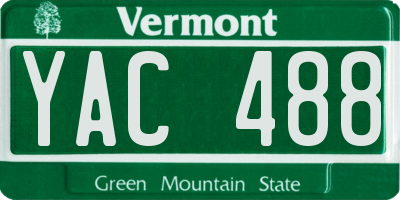 VT license plate YAC488