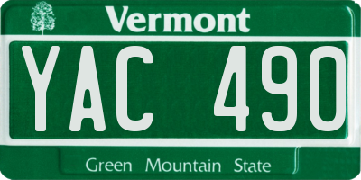 VT license plate YAC490