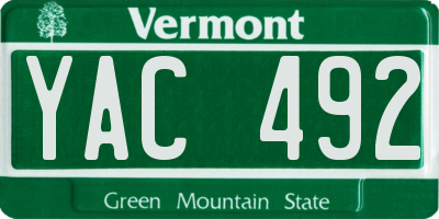 VT license plate YAC492