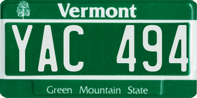 VT license plate YAC494