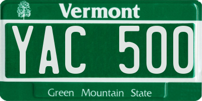 VT license plate YAC500