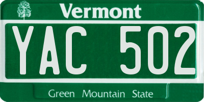VT license plate YAC502
