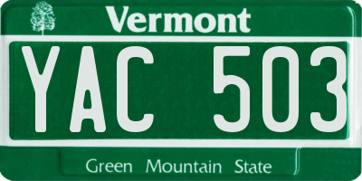 VT license plate YAC503