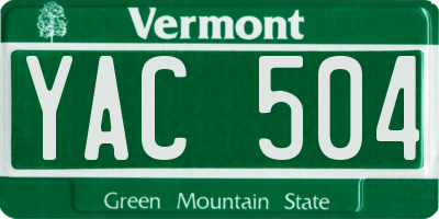 VT license plate YAC504