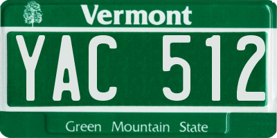 VT license plate YAC512