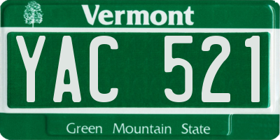 VT license plate YAC521