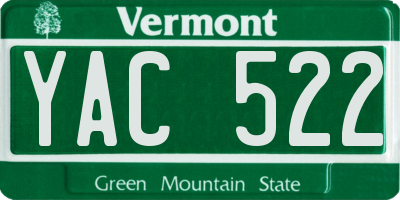 VT license plate YAC522