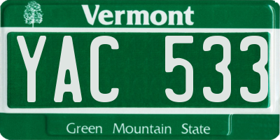 VT license plate YAC533