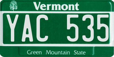 VT license plate YAC535