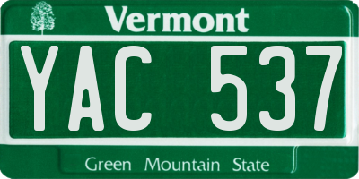 VT license plate YAC537