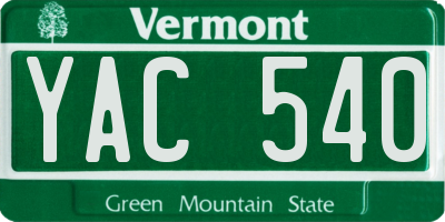 VT license plate YAC540