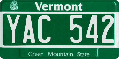 VT license plate YAC542