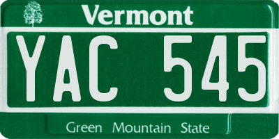 VT license plate YAC545