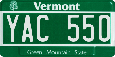 VT license plate YAC550