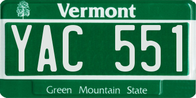 VT license plate YAC551