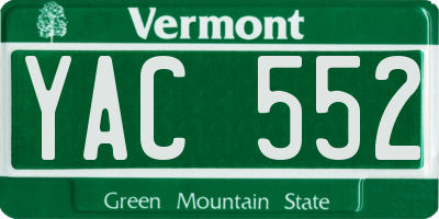 VT license plate YAC552