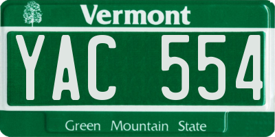 VT license plate YAC554