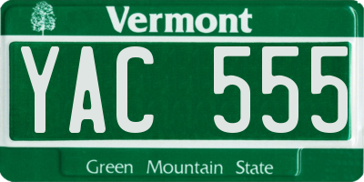 VT license plate YAC555