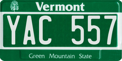 VT license plate YAC557