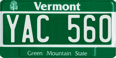 VT license plate YAC560