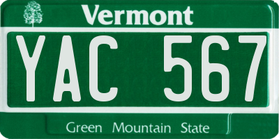 VT license plate YAC567