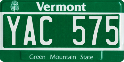 VT license plate YAC575