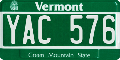 VT license plate YAC576
