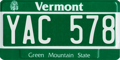 VT license plate YAC578