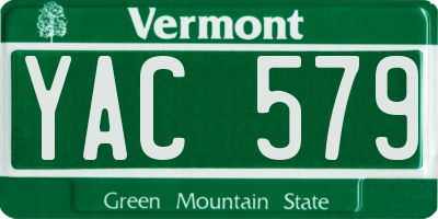VT license plate YAC579