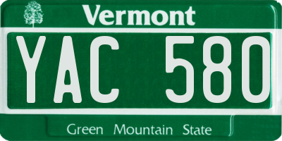 VT license plate YAC580