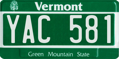 VT license plate YAC581