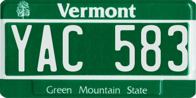 VT license plate YAC583