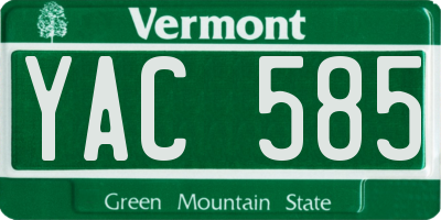 VT license plate YAC585