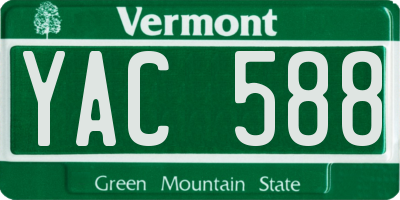 VT license plate YAC588